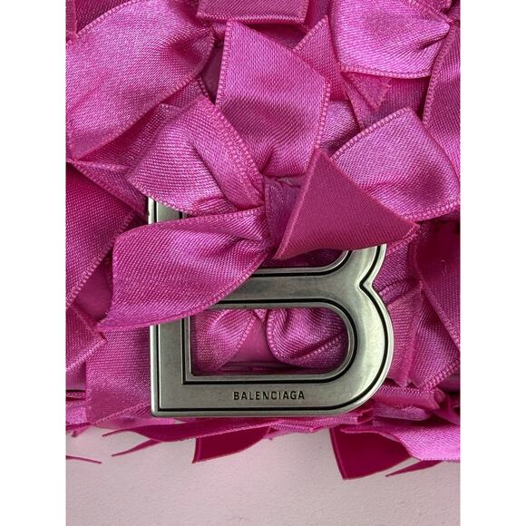 Balenciaga Satin Bow-Embellished Hourglass Top Handle Bag in Fuchsia B1 - Picture 7 of 15